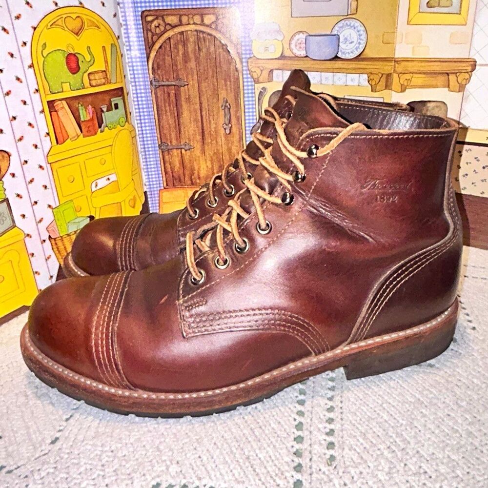 Thorogood 1892 Dodgeville Brown Horween Leather Cap Toe Boots Men's Size 8 D USA